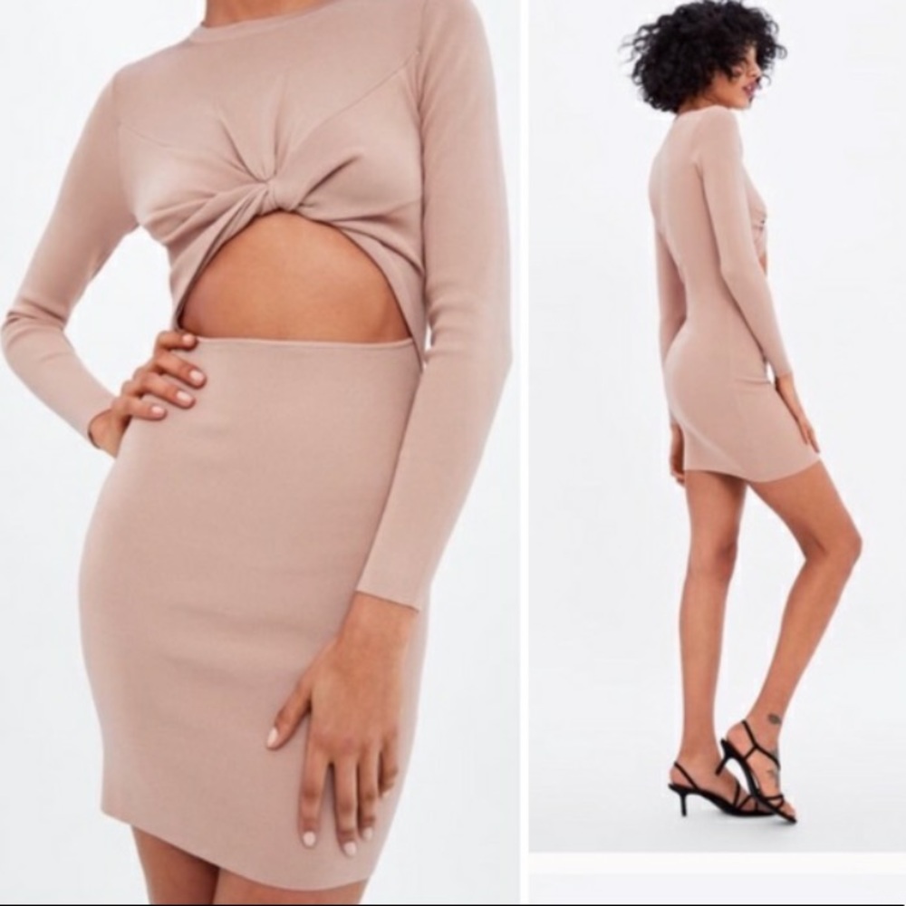 Zara long sleeve cut out dress